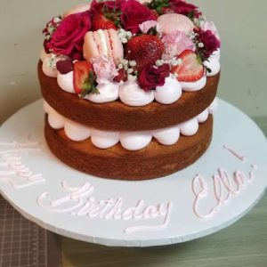Naked Floral Macaron Cake